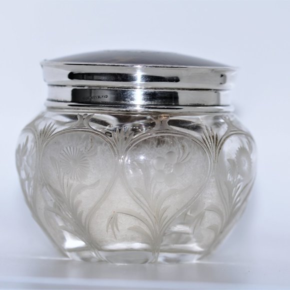 Vintage Tortoise & Sterling Vanity Jar - Picture 7 of 11